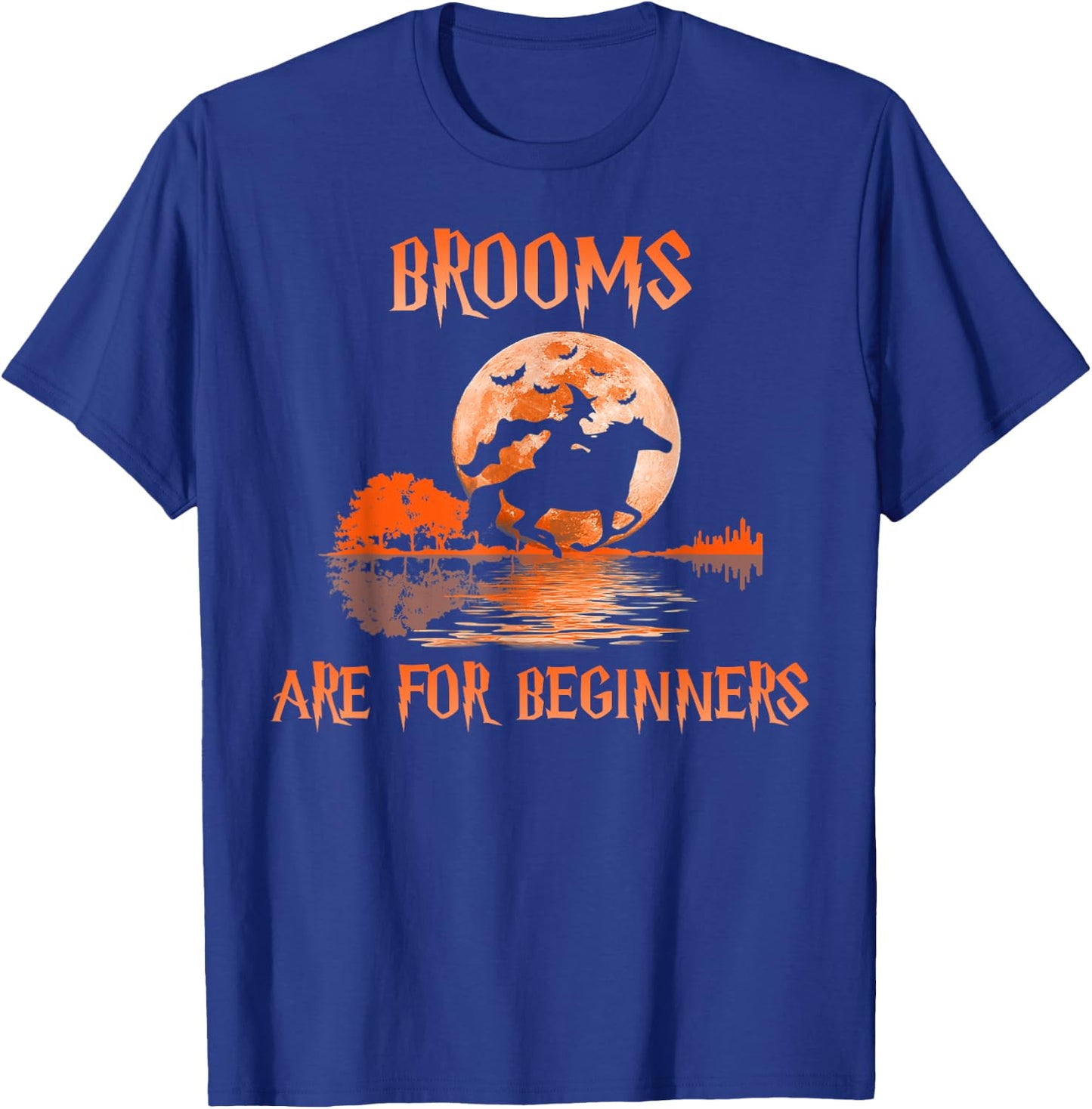 Brooms Are For Beginners Horses Witch Halloween T-Shirt - T-Shirt | Royal