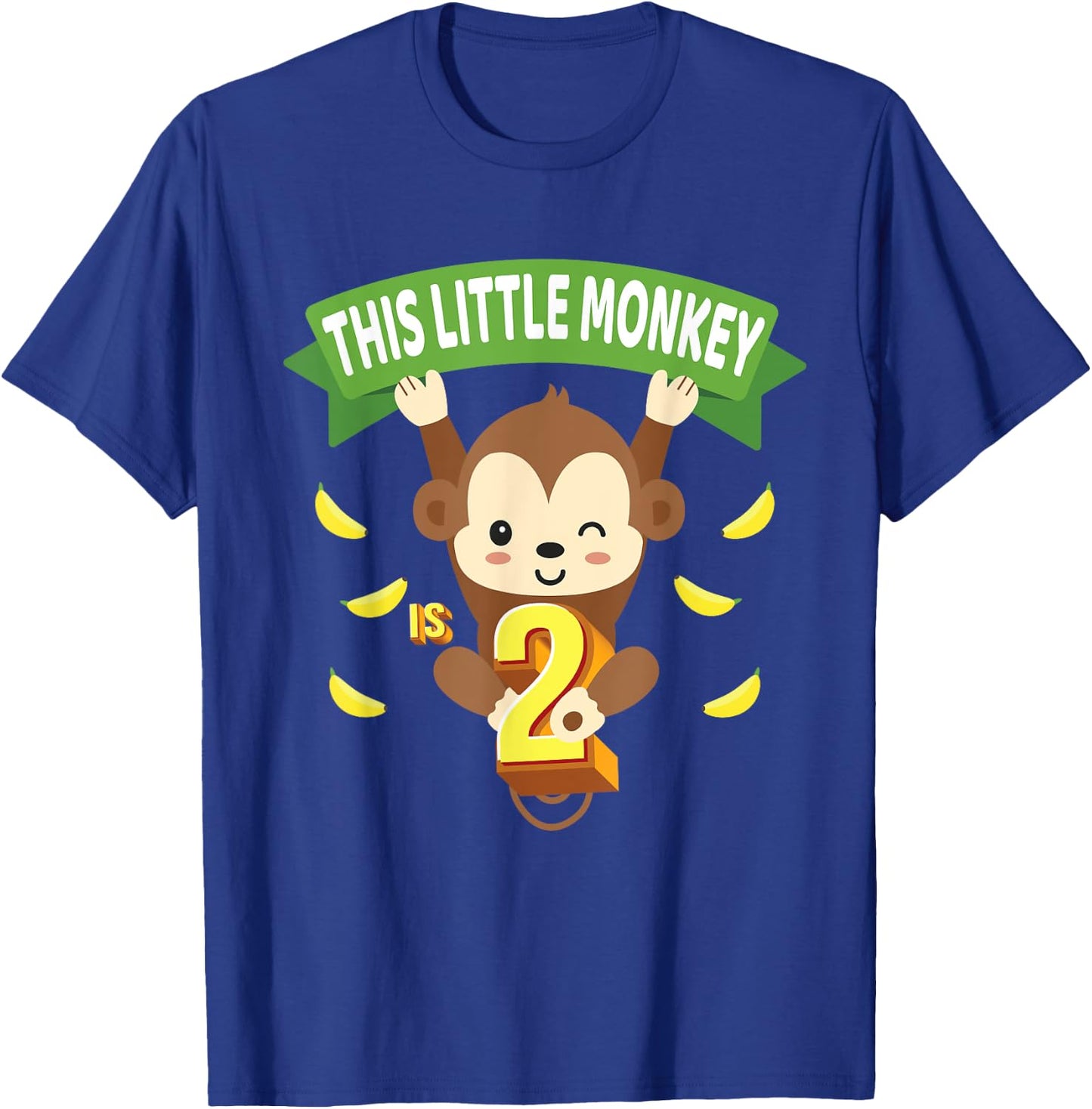 This Little Monkey Is 2 Years Old Kid 2nd Birthday Monkeys T-Shirt - T-Shirt | Royal