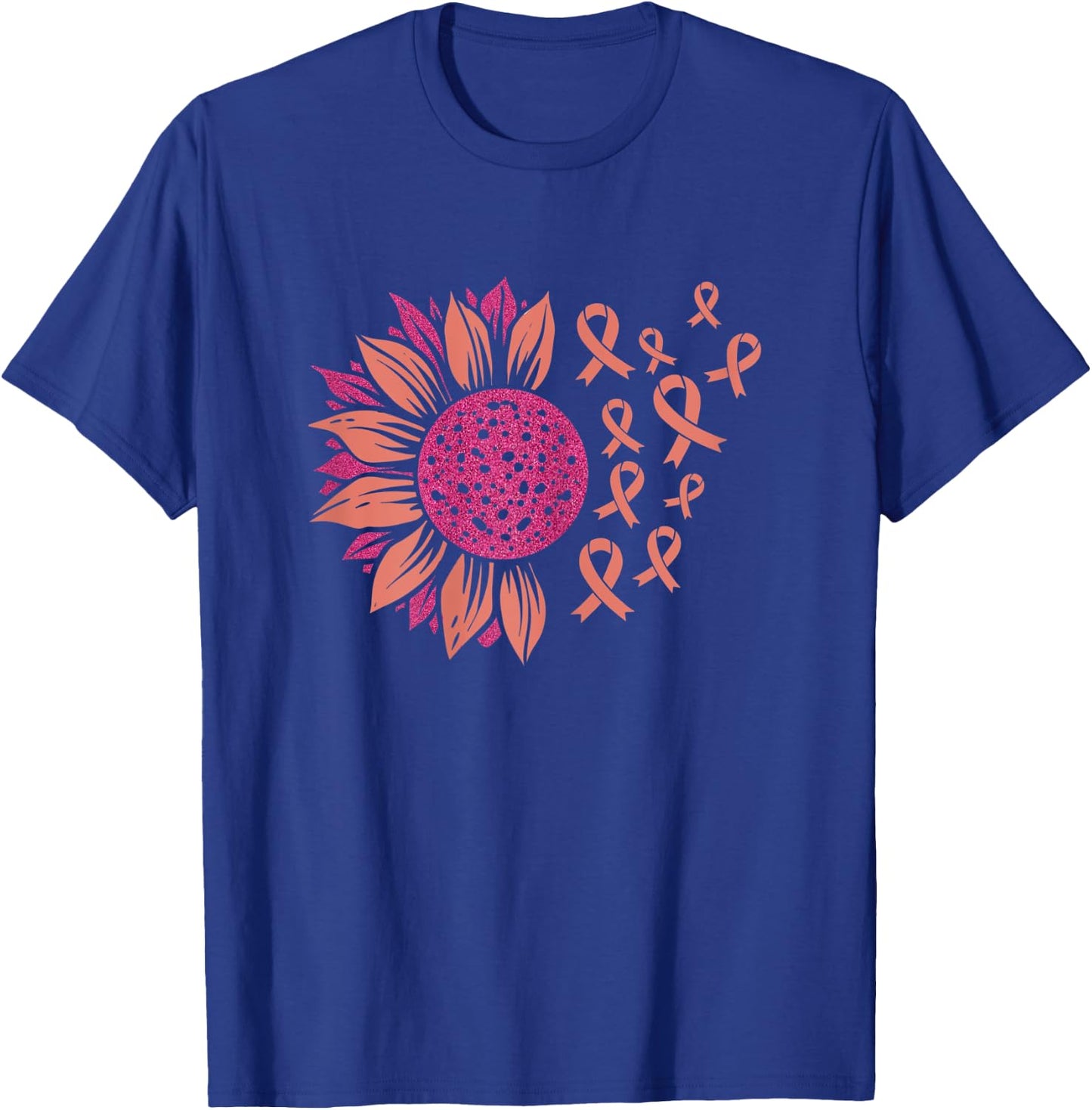 Sunflower Pink Breast Cancer Awareness Month Ribbon Women T-Shirt - T-Shirt | Royal