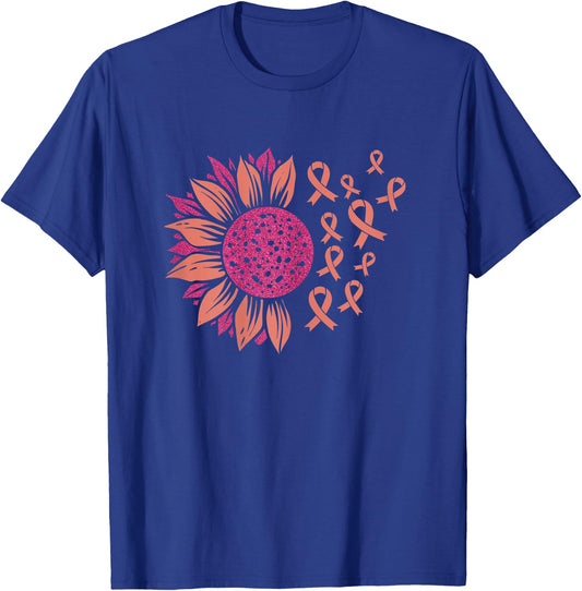 Sunflower Pink Breast Cancer Awareness Month Ribbon Women T-Shirt - T-Shirt | Royal