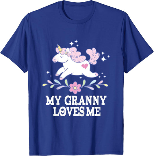 My Granny Loves Me Granddaughter Girl Unicorn T-Shirt - T-Shirt | Royal