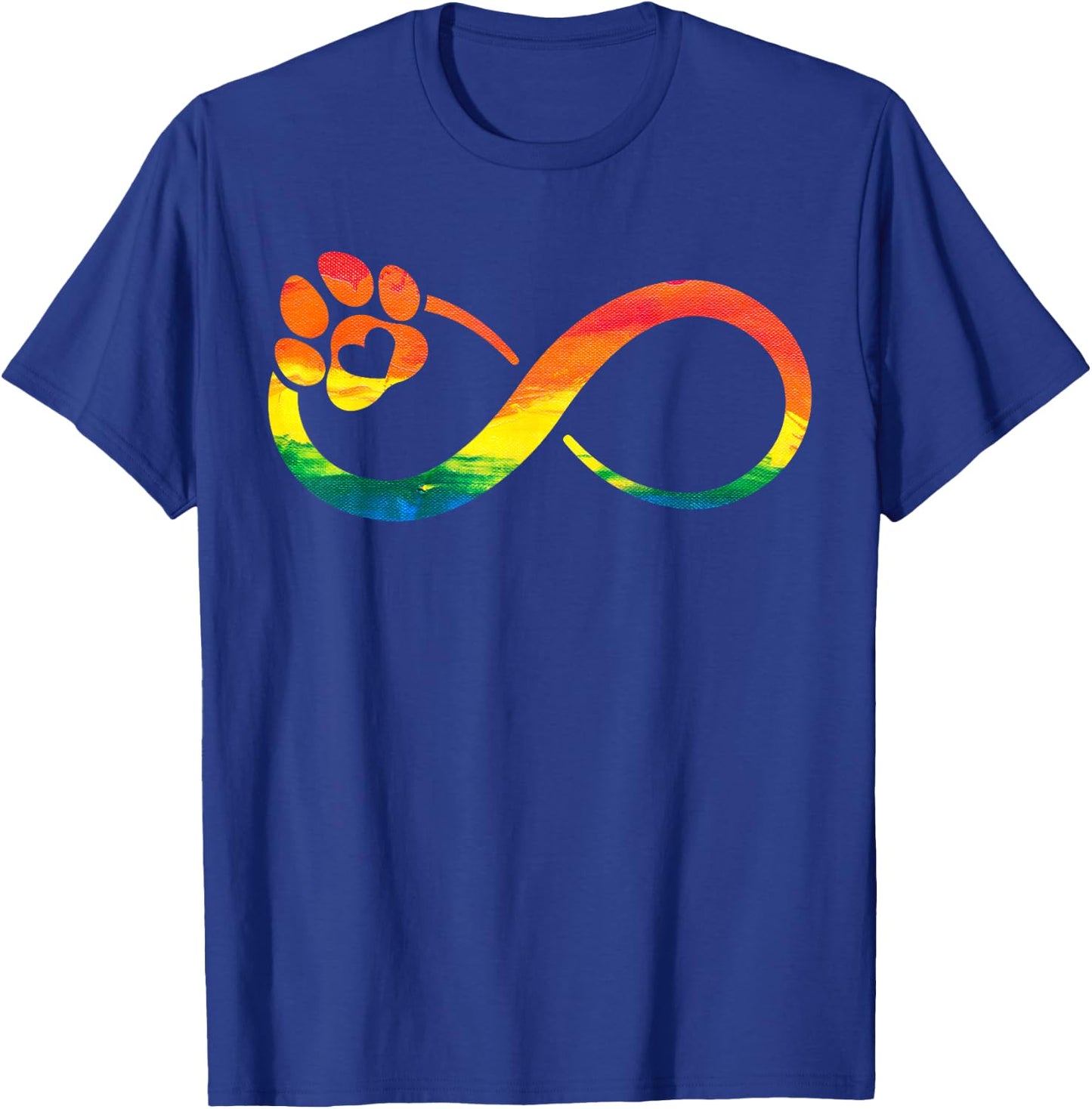 Dog Cat Paw Print Infinite Rainbow, Dog Lover Rescue T-Shirt - T-Shirt | Royal