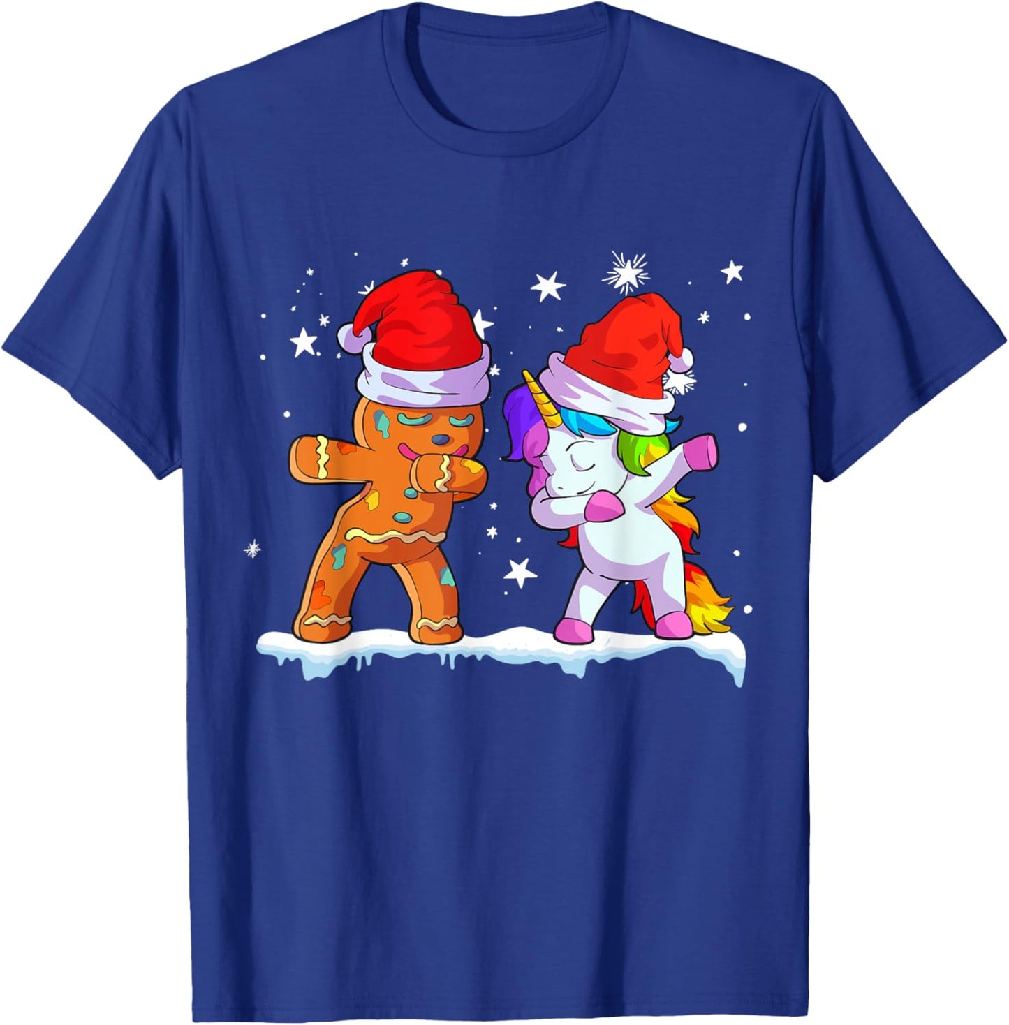 Unicorn Christmas Shirt Girl Women Santa Hat Gingerbread Man T-Shirt - T-Shirt | Royal