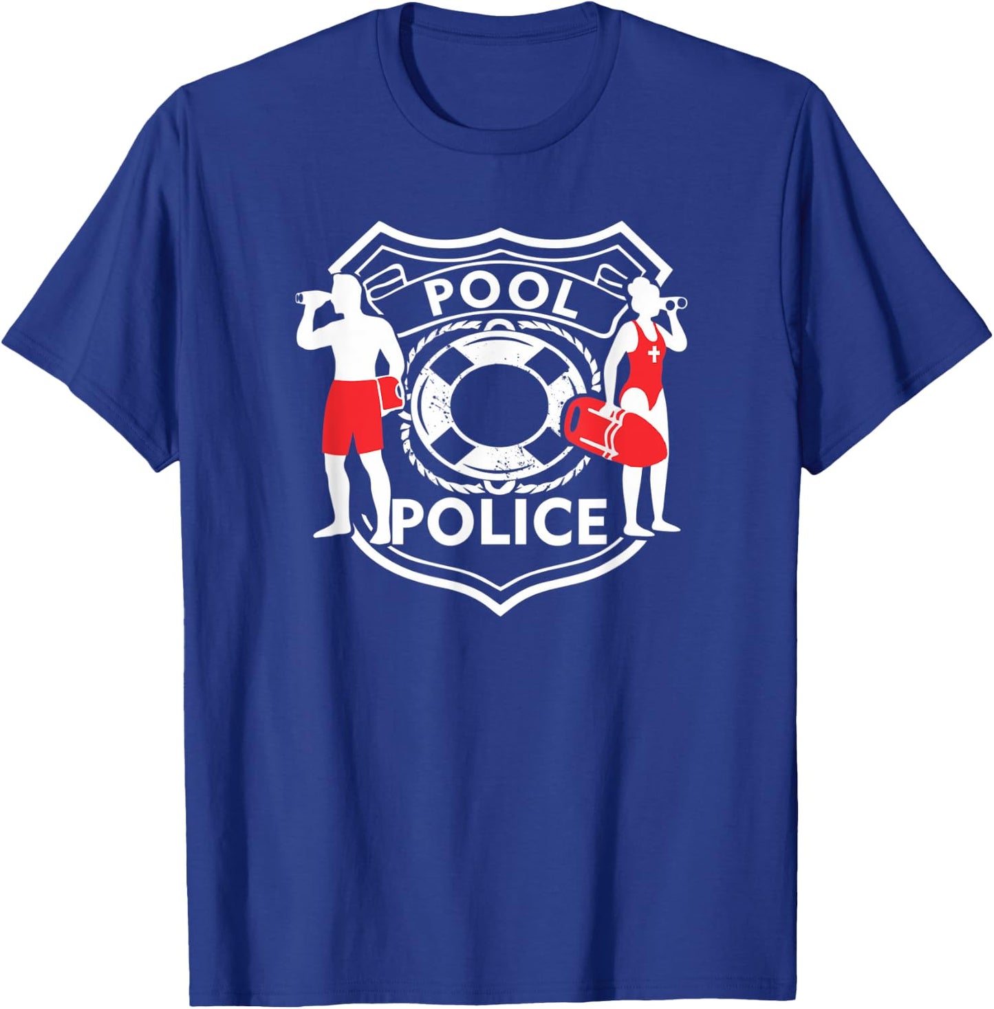 Pool Police, Lifeguard, Funny Pool, Security T-Shirt - T-Shirt | Royal