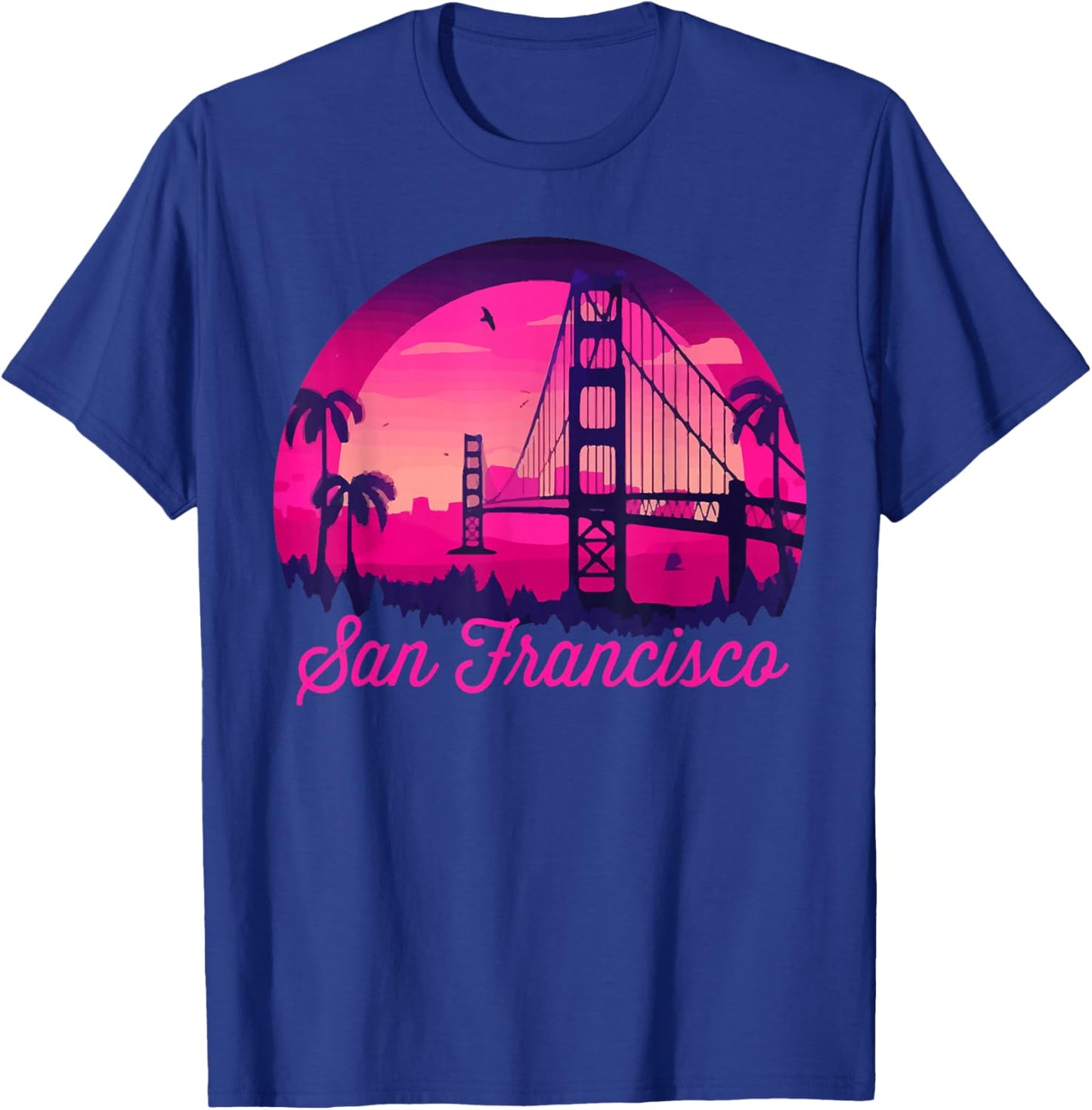 San Francisco Vintage California Skyline Bridge T-Shirt - T-Shirt | Royal