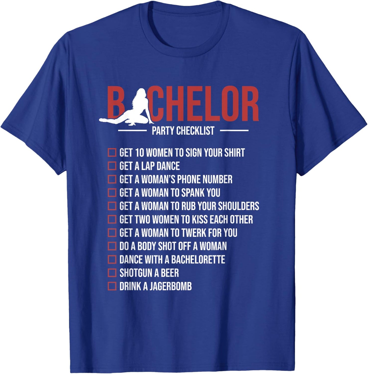 Bachelor Party Checklist Funny Groom Bachelor Party T-Shirt - T-Shirt | Royal