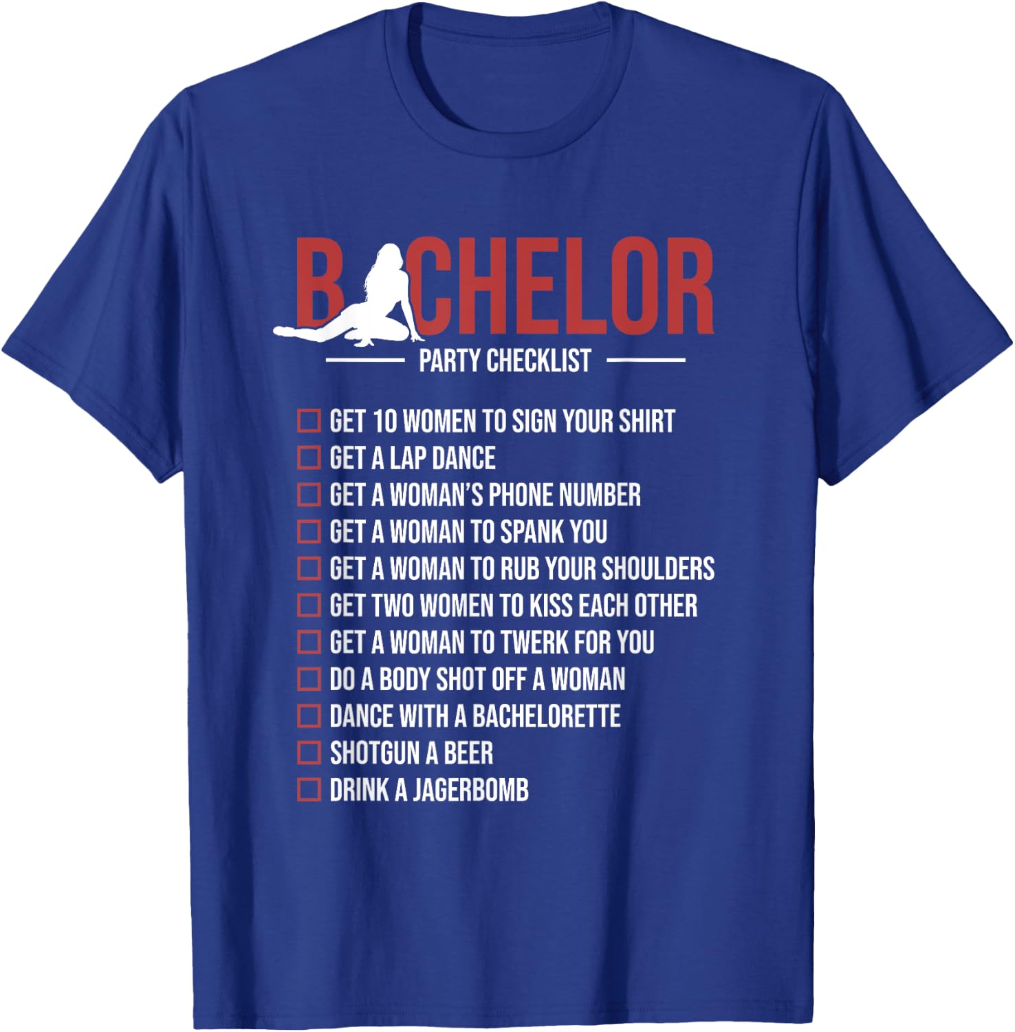 Bachelor Party Checklist Funny Groom Bachelor Party T-Shirt - T-Shirt | Royal