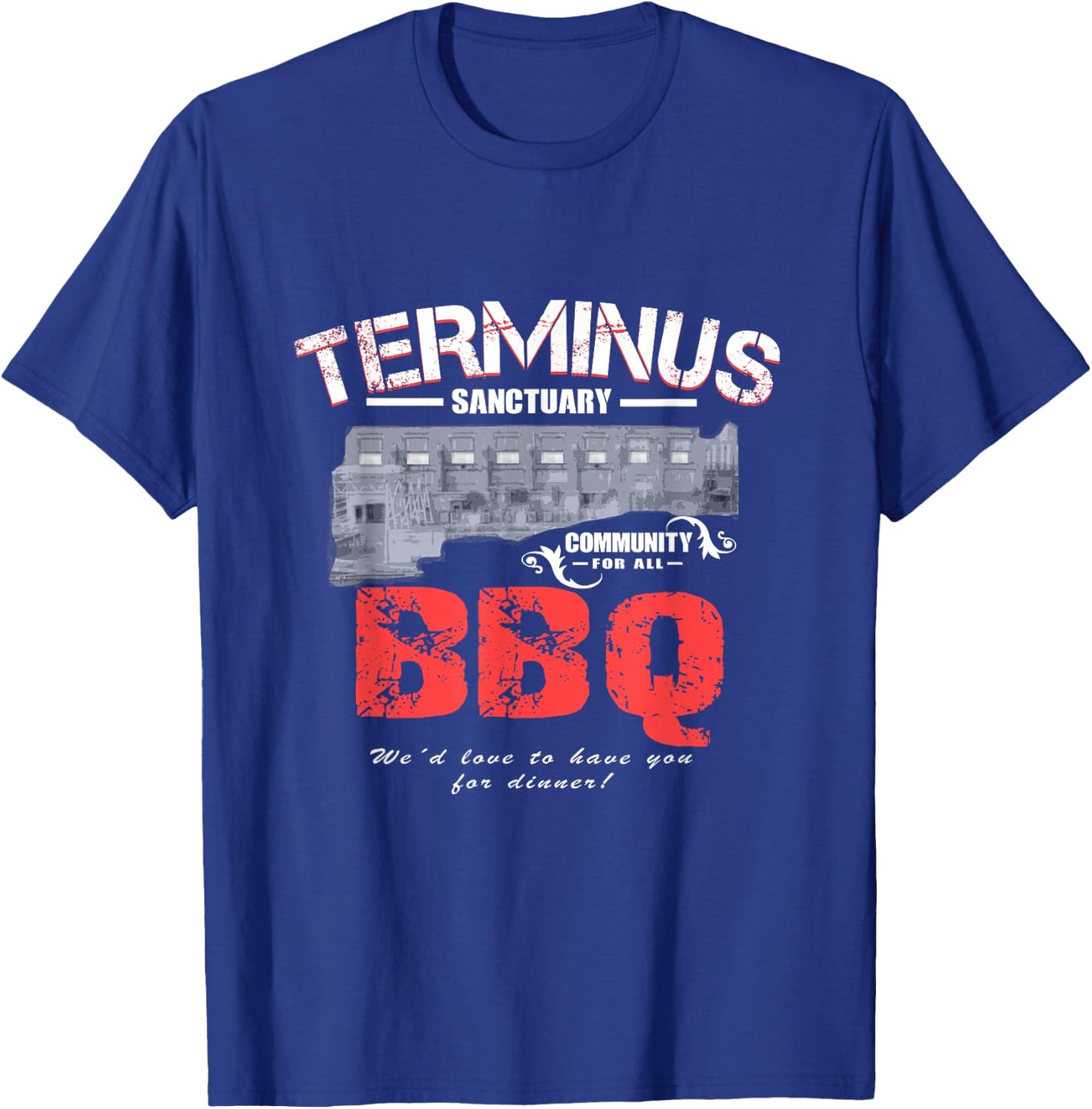 Go Out Adult Terminus BBQ Funny Zombie Apocalypse T-Shirt - T-Shirt | Royal