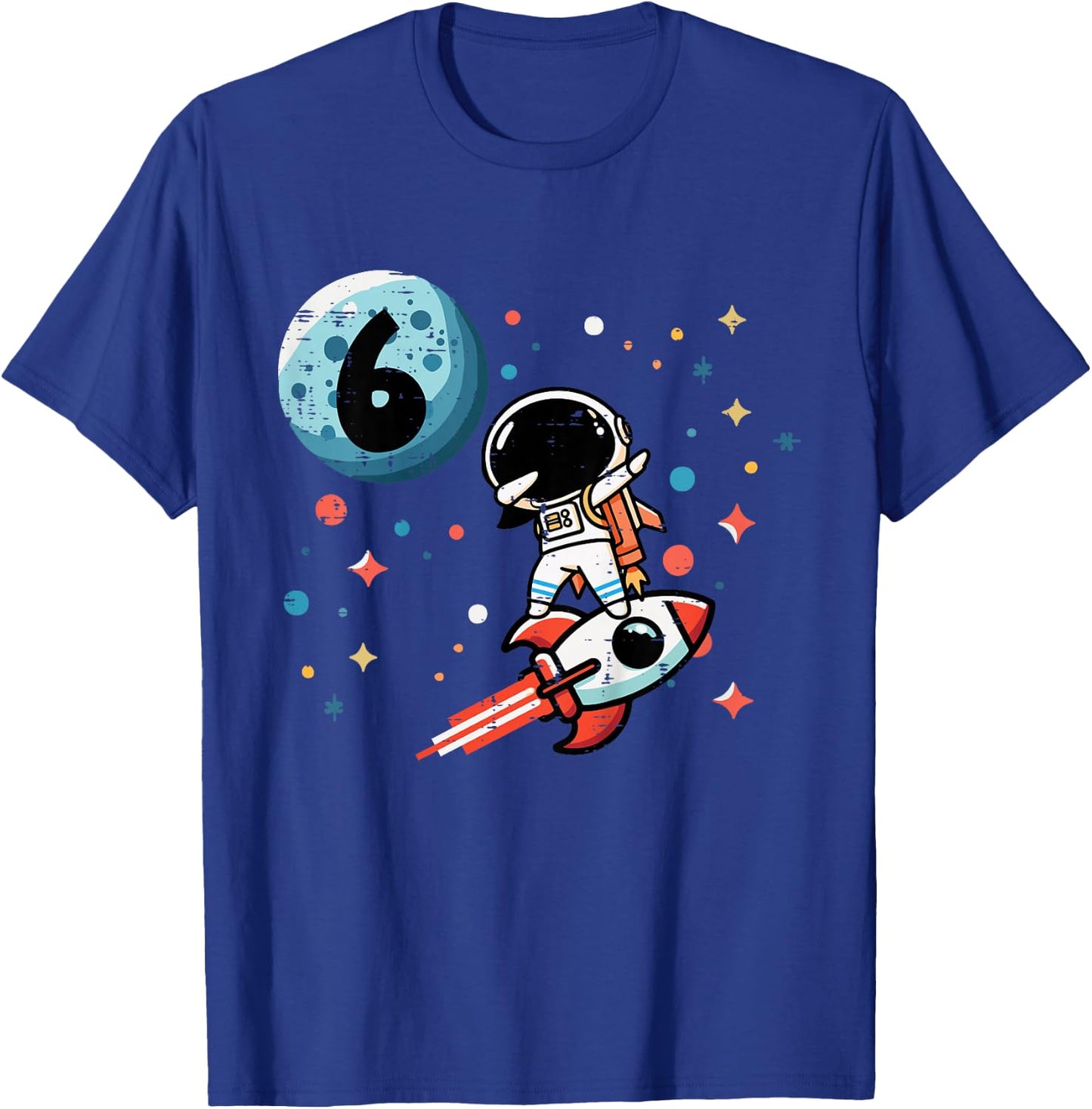 Kids 6th Birthday Astronaut Dab Rocket 6 Years Old Bday Boys Kids T-Shirt - T-Shirt | Royal