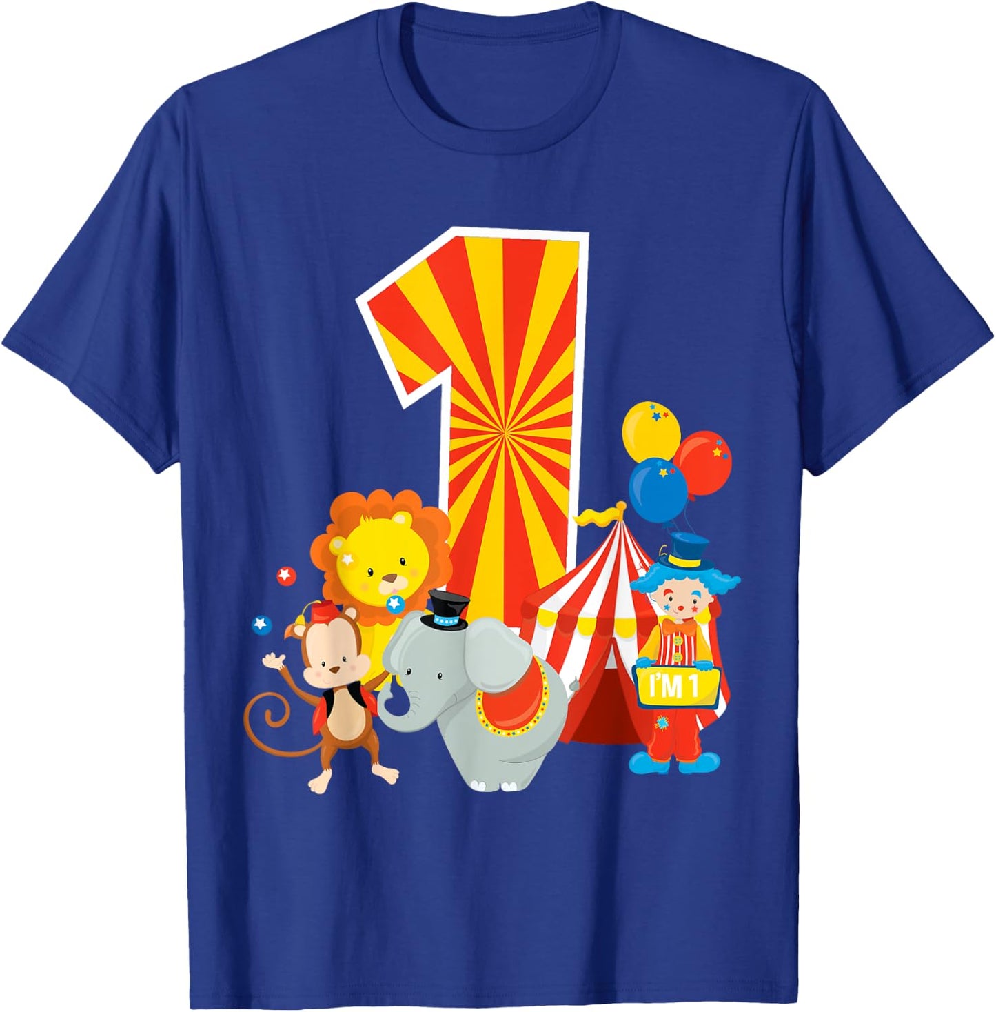 1st Birthday Shirt Boys Girls Circus Theme Birthday Party T-Shirt - T-Shirt | Royal