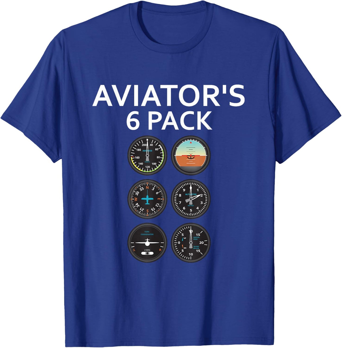 Aviator Pack of 6 : Pilot Novelty Humour T-Shirt - T-Shirt | Royal