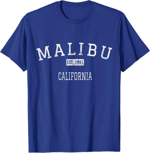 Malibu California CA Vintage T-Shirt - T-Shirt | Royal