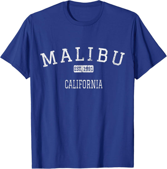 Malibu California CA Vintage T-Shirt - T-Shirt | Royal