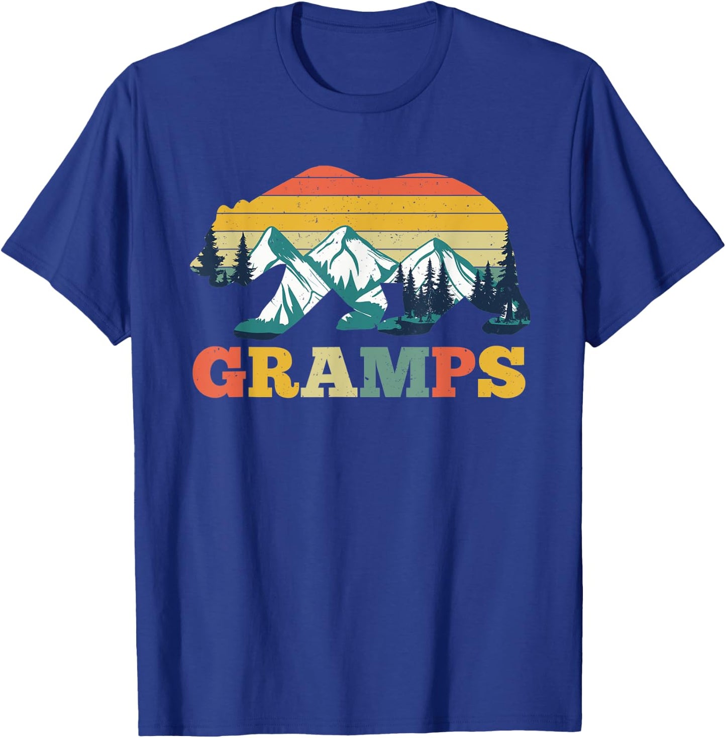 Vintage Gramps Bear Camper Camping Mountain Father's Day T-Shirt - T-Shirt | Royal