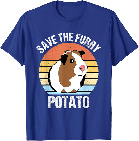Save The Furry Potato Funny Guinea Pig T-Shirt - T-Shirt | Royal