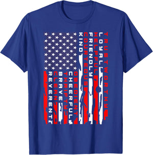 Vintage American Flag Scouting Law T-Shirt - T-Shirt | Royal