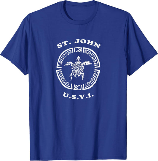 St. John USVI Retro Vintage Tribal Turtle Vacation Gift T-Shirt - T-Shirt | Royal