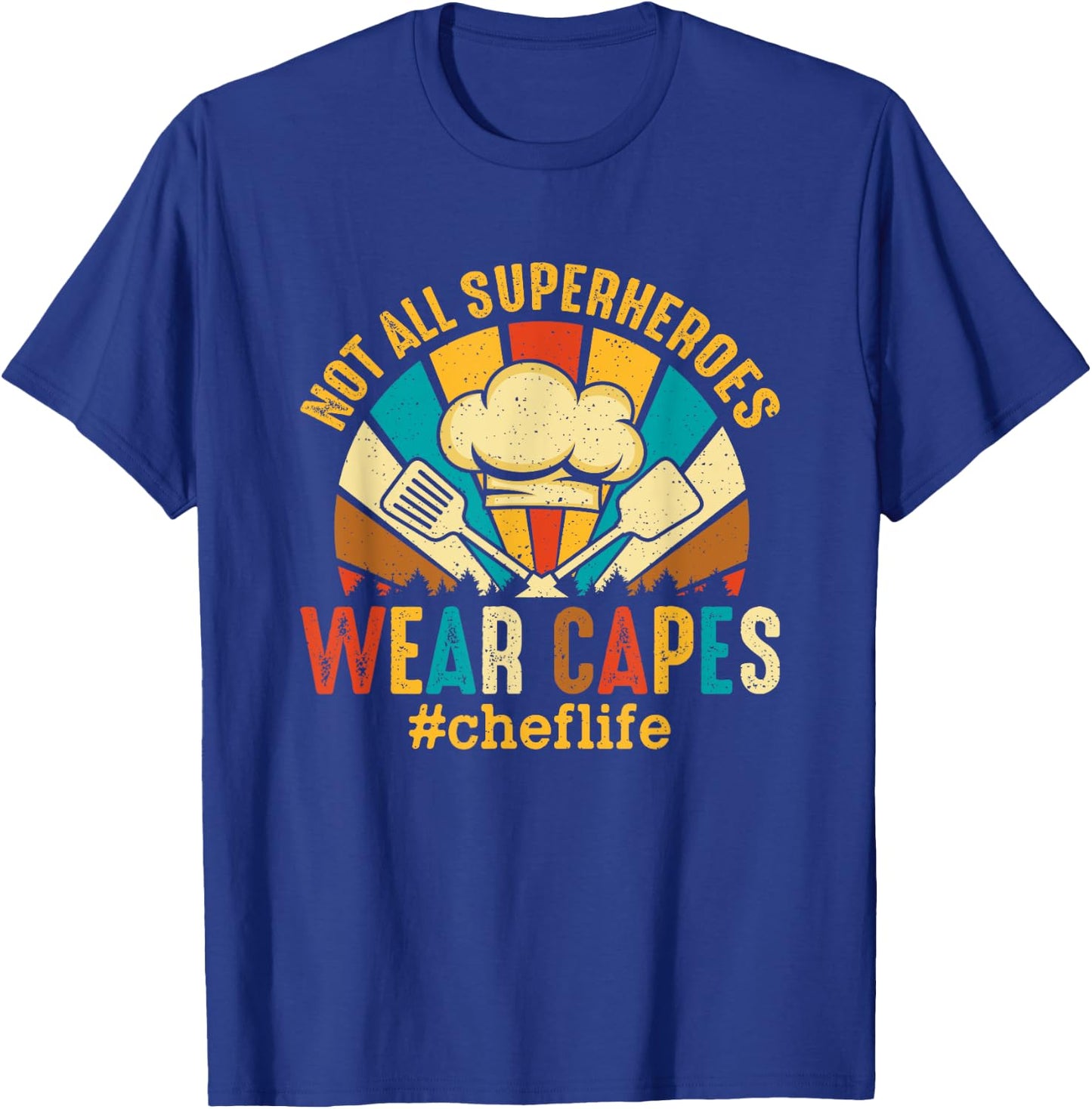 Retro Vintage Chef Superhero Cook Culinary Cuisine Head Chef T-Shirt - T-Shirt | Royal