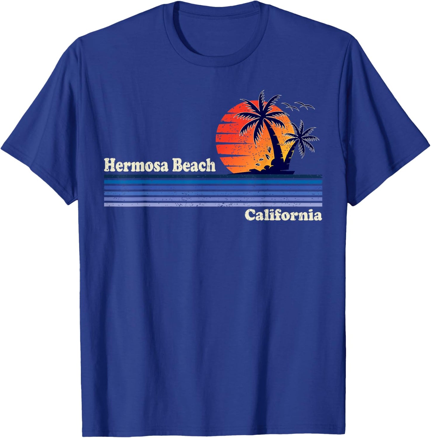 Hermosa Beach Shirt - Vintage Retro Sunset Hermosa Beach T-Shirt - T-Shirt | Royal