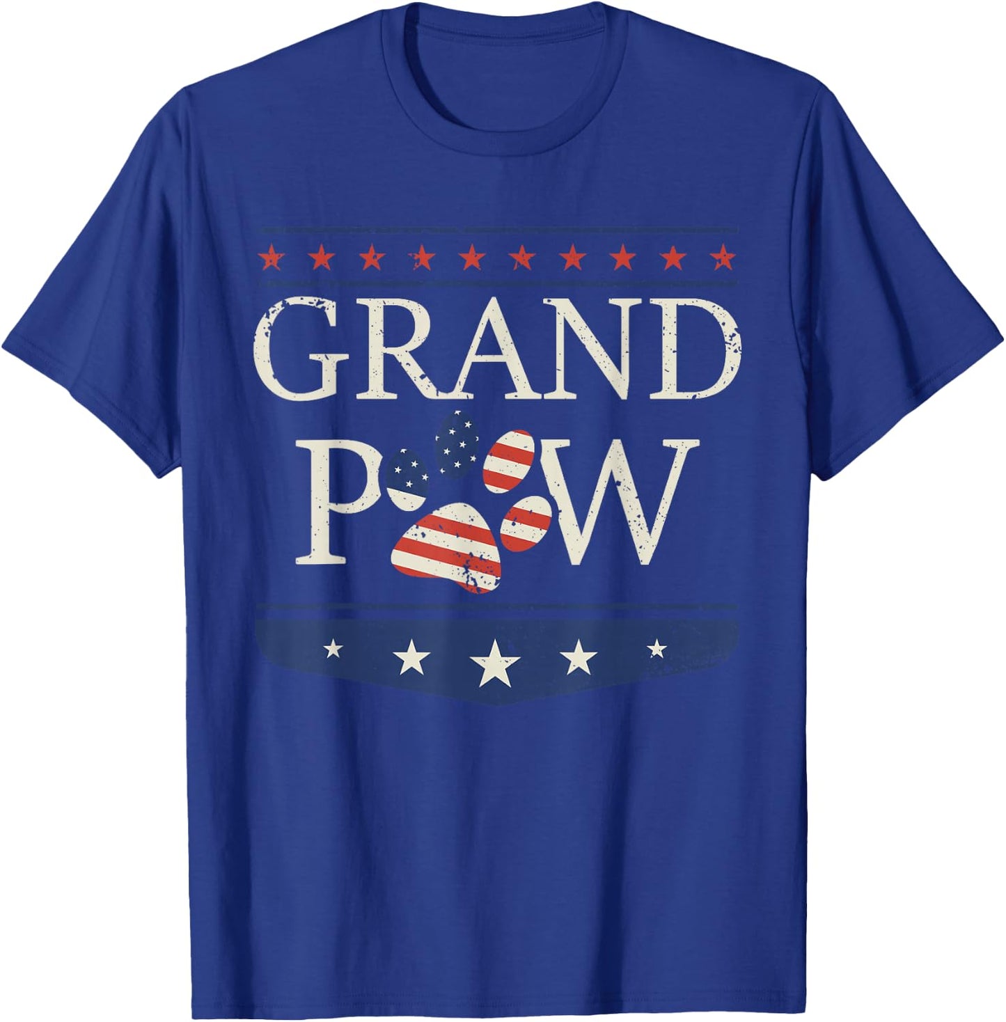 Grandpaw - Dog Grandpa Father's Day Grandkids Patriotic T-Shirt - T-Shirt | Royal
