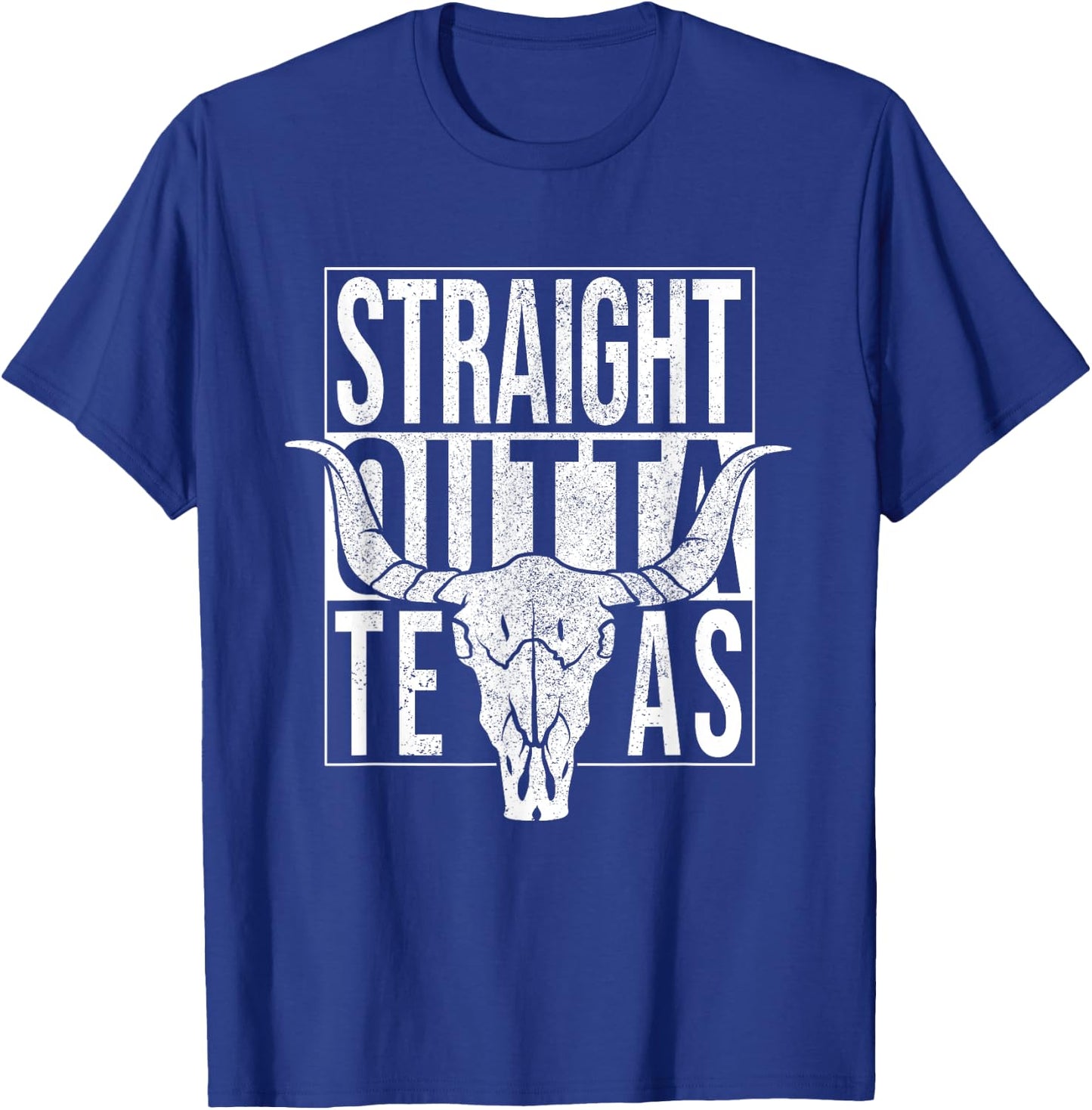 Straight Outta Texas Longhorn Cowboy and Rodeo T-Shirt - T-Shirt | Royal