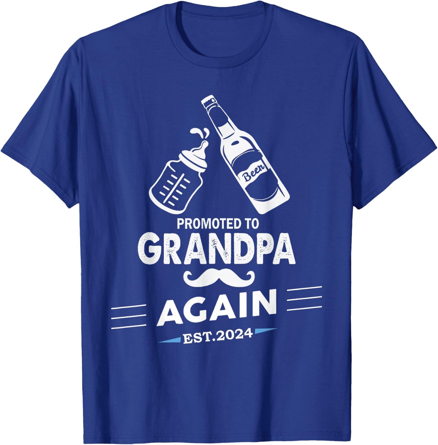 Promoted To Grandpa Again 2024 Funny Pregnancy Announcement T-Shirt - T-Shirt | Royal