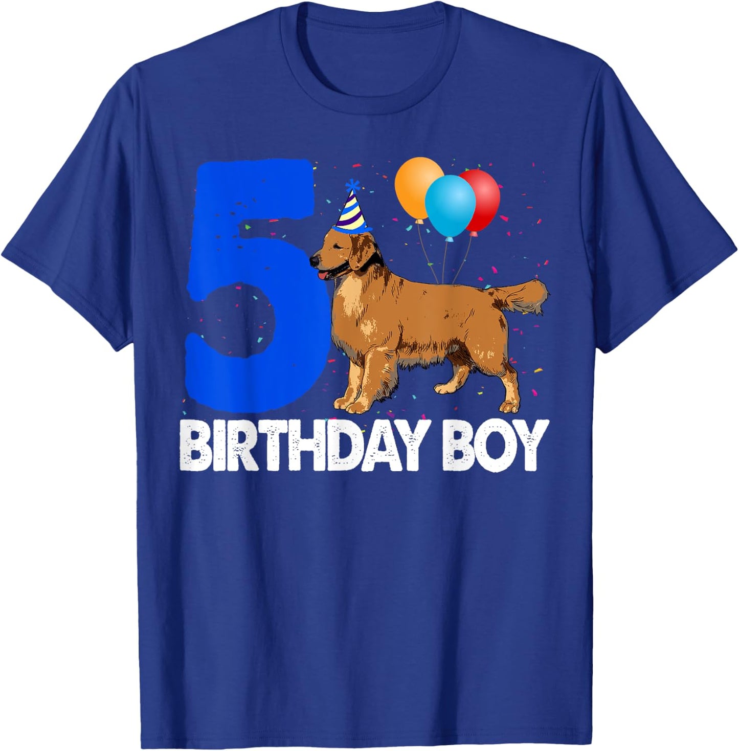 Happy Birthday Boy 5 Golden Retriever Dog Women T-Shirt - T-Shirt | Royal