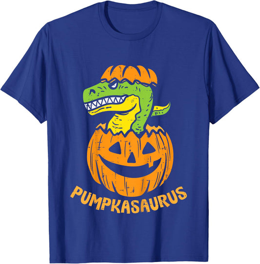 Kids Pumpkasaurus TRex Pumpkin Dino Toddler Halloween Boys Kids T-Shirt - T-Shirt | Royal