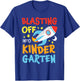 Blasting Off Into Kindergarten Grade Back To School Space T-Shirt - T-Shirt | Royal
