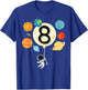 Astronaut Balloon Planets 8th Birthday Space 8 Year Old Kids T-Shirt - T-Shirt | Royal