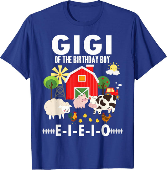 Gigi of The Birthday Boy Farm Animal Matching Family Party T-Shirt - T-Shirt | Royal