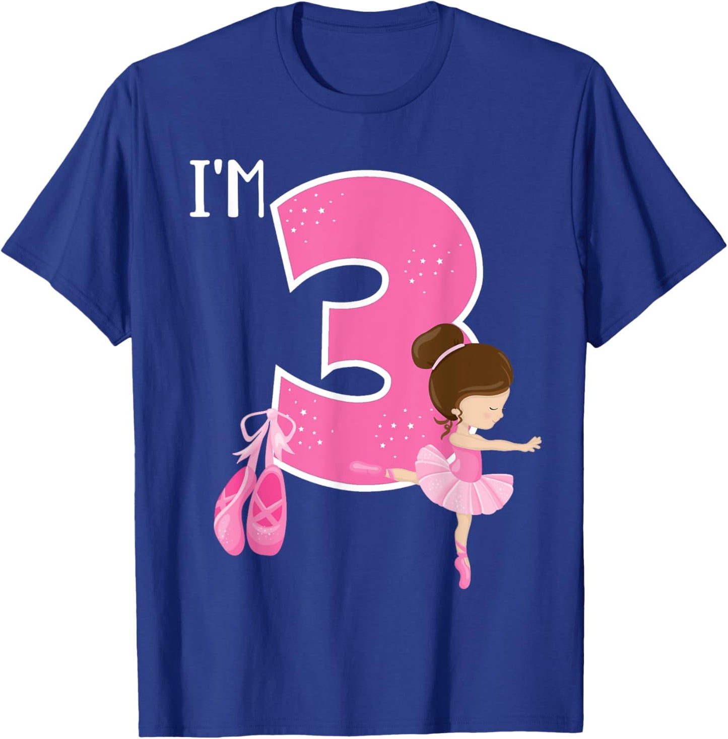 Girl's 3 Year Old Ballerina 3rd Birthday Party Ballet Dancer T-Shirt - T-Shirt | Royal