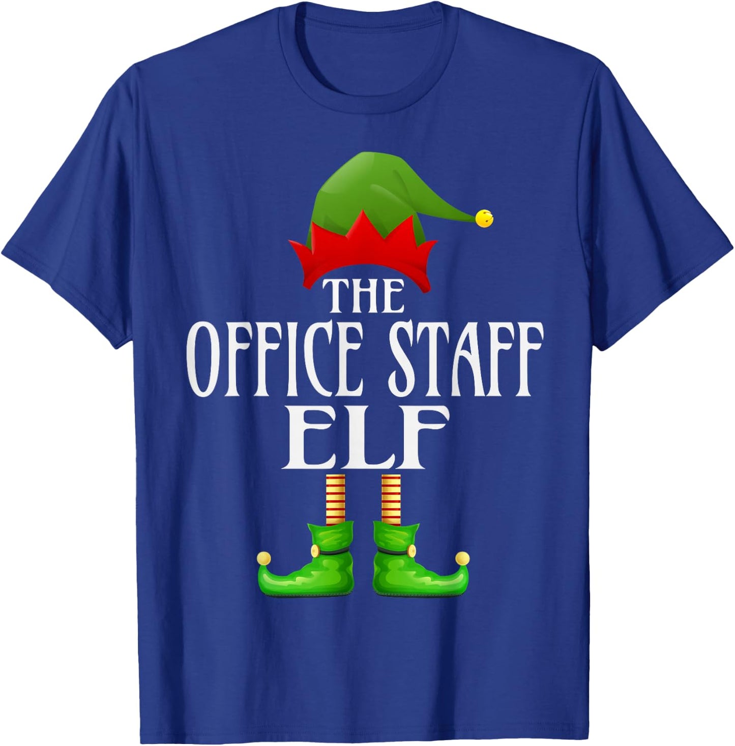 Office Staff Elf Xmas Funny Family Matching Group Christmas T-Shirt - T-Shirt | Royal
