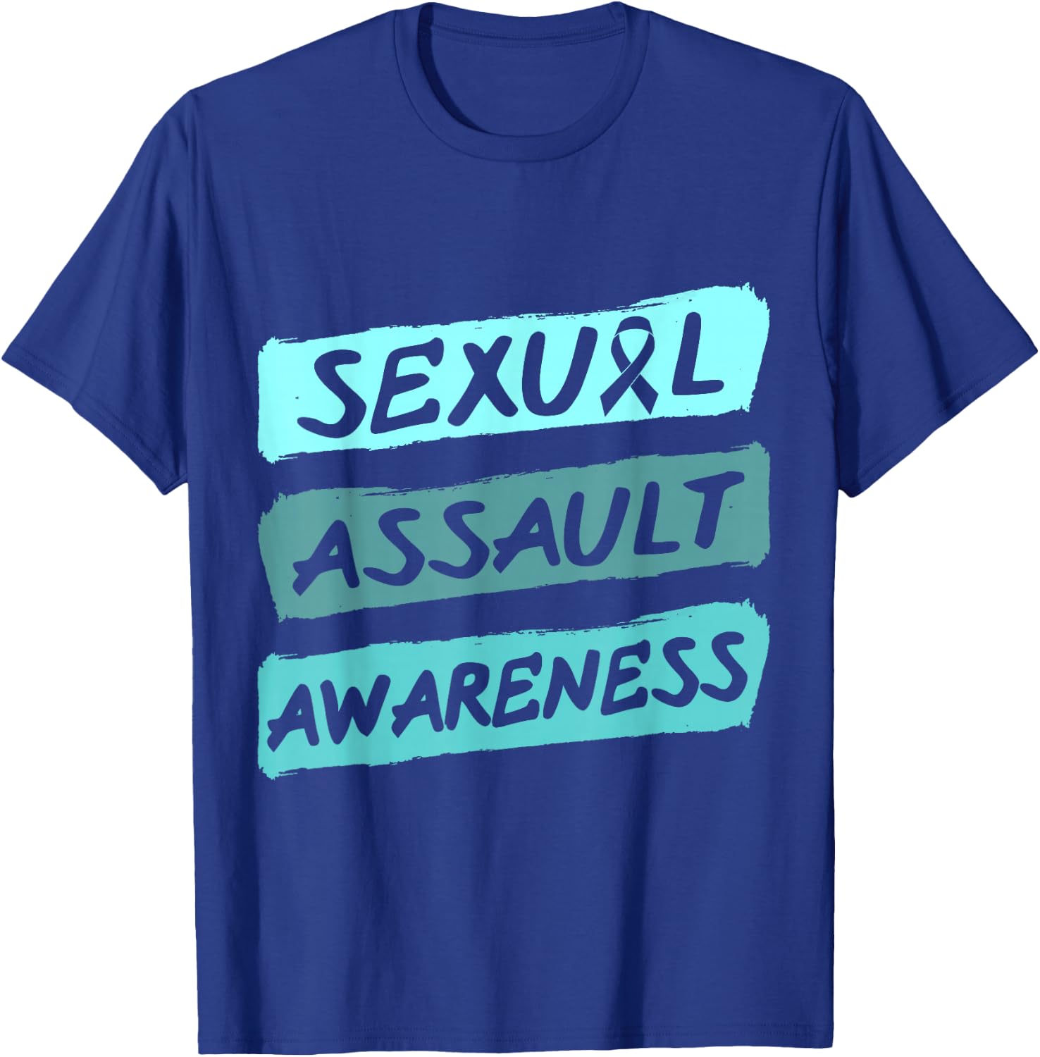 Sexual Assault Awareness Teal Ribbon T-Shirt - T-Shirt | Royal