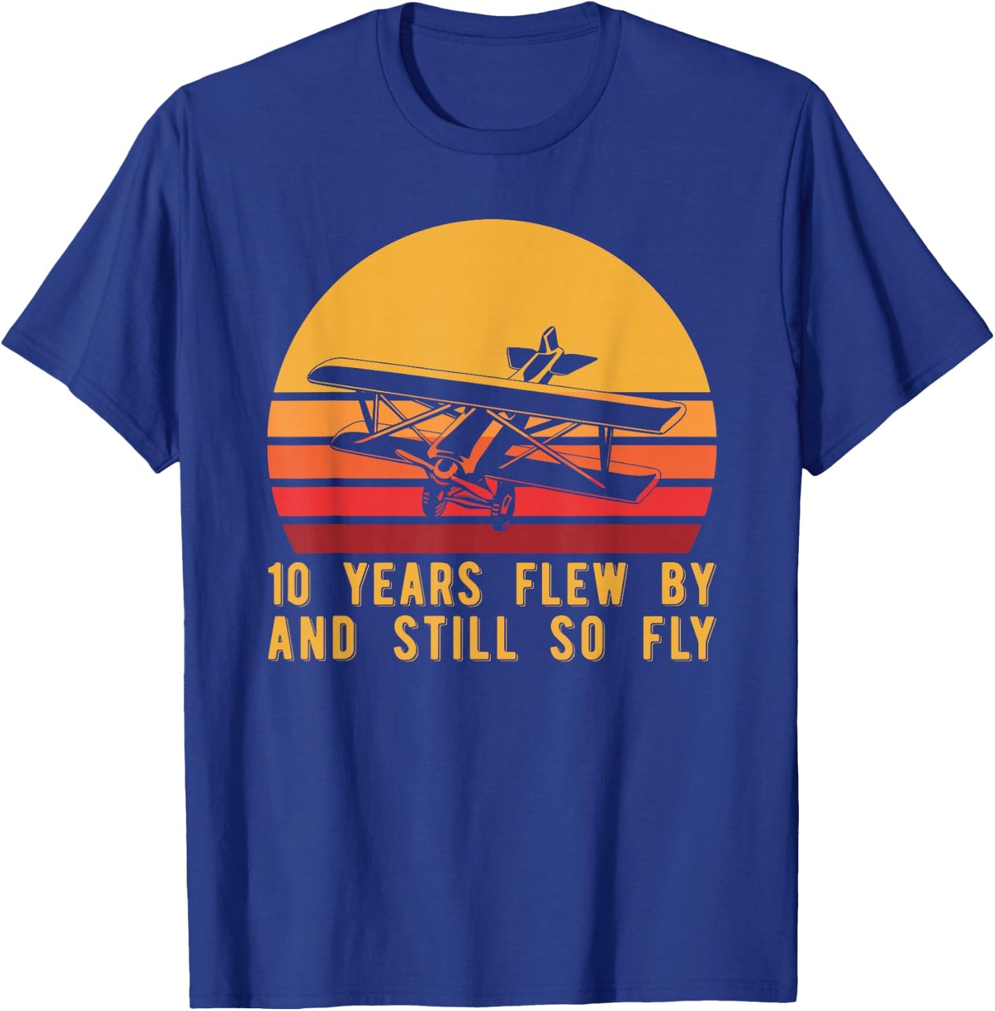 10th Birthday Biplane Ten Year Old Airplane T-Shirt - T-Shirt | Royal