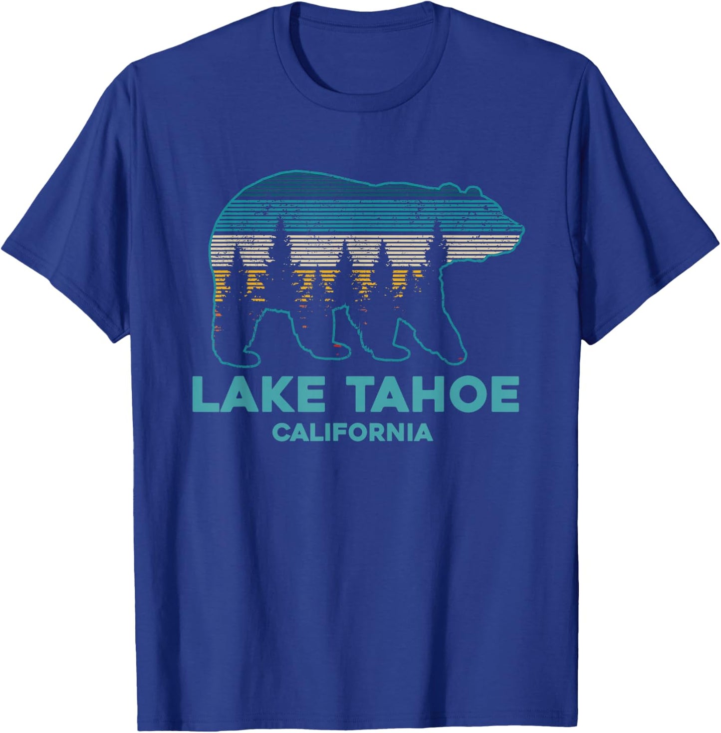Lake Tahoe Vintage California Grizzly Bear Souvenir Gift T-Shirt - T-Shirt | Royal
