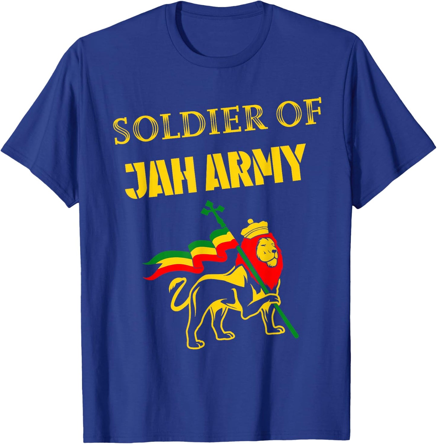 Men Women Jamaica Reggae Jah Army Rastafari Lion of Judah T-Shirt - T-Shirt | Royal