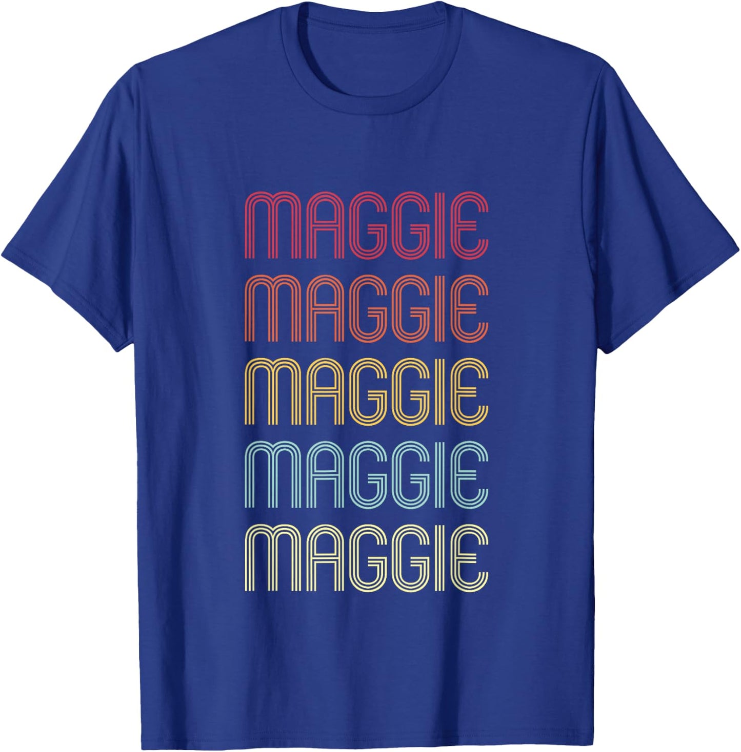 Maggie Retro Wordmark Pattern Vintage Personalized 70s T-Shirt - T-Shirt | Royal