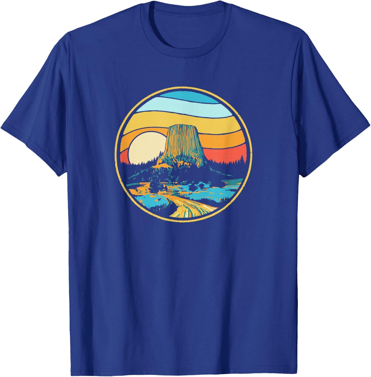 Devils Tower Monument Vintage 80s Wyoming Graphic T-Shirt - T-Shirt | Royal