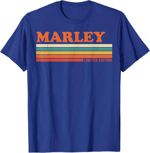 Marley Retro Personalized First Name Vintage Stripes T-Shirt - T-Shirt | Royal