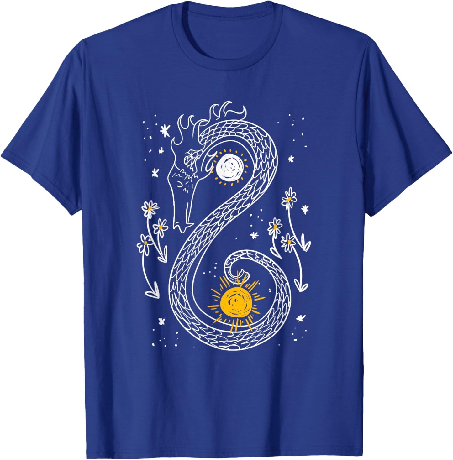 Yin Yang Sun Moon Dragon Daisy Star Animal Galaxy Lover Gift T-Shirt - T-Shirt | Royal