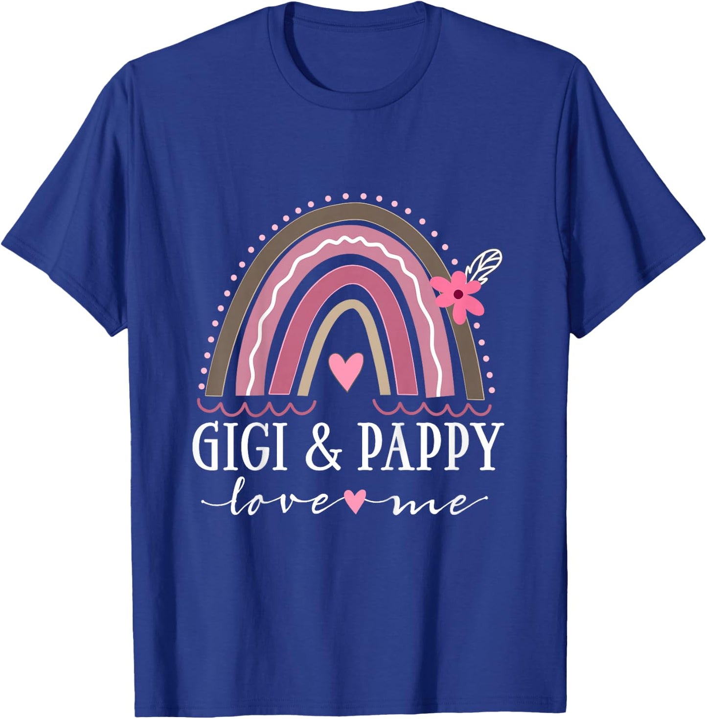Kids Gigi and Pappy Love Me Girls Grandchild Boho Rainbow T-Shirt - T-Shirt | Royal
