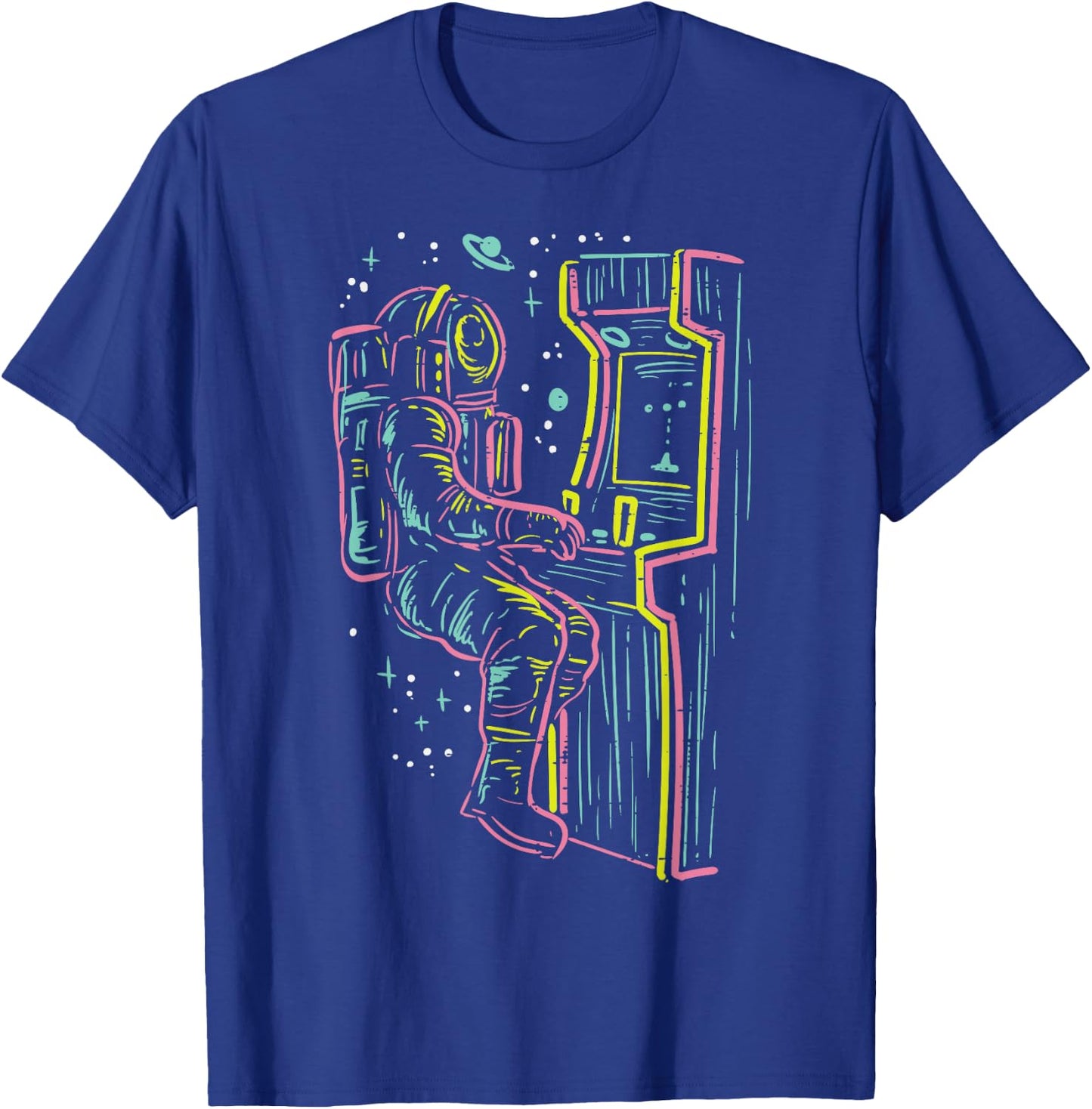 Astronaut Arcade Video Game Retro Space Gamer Men Boys Kids T-Shirt - T-Shirt | Royal