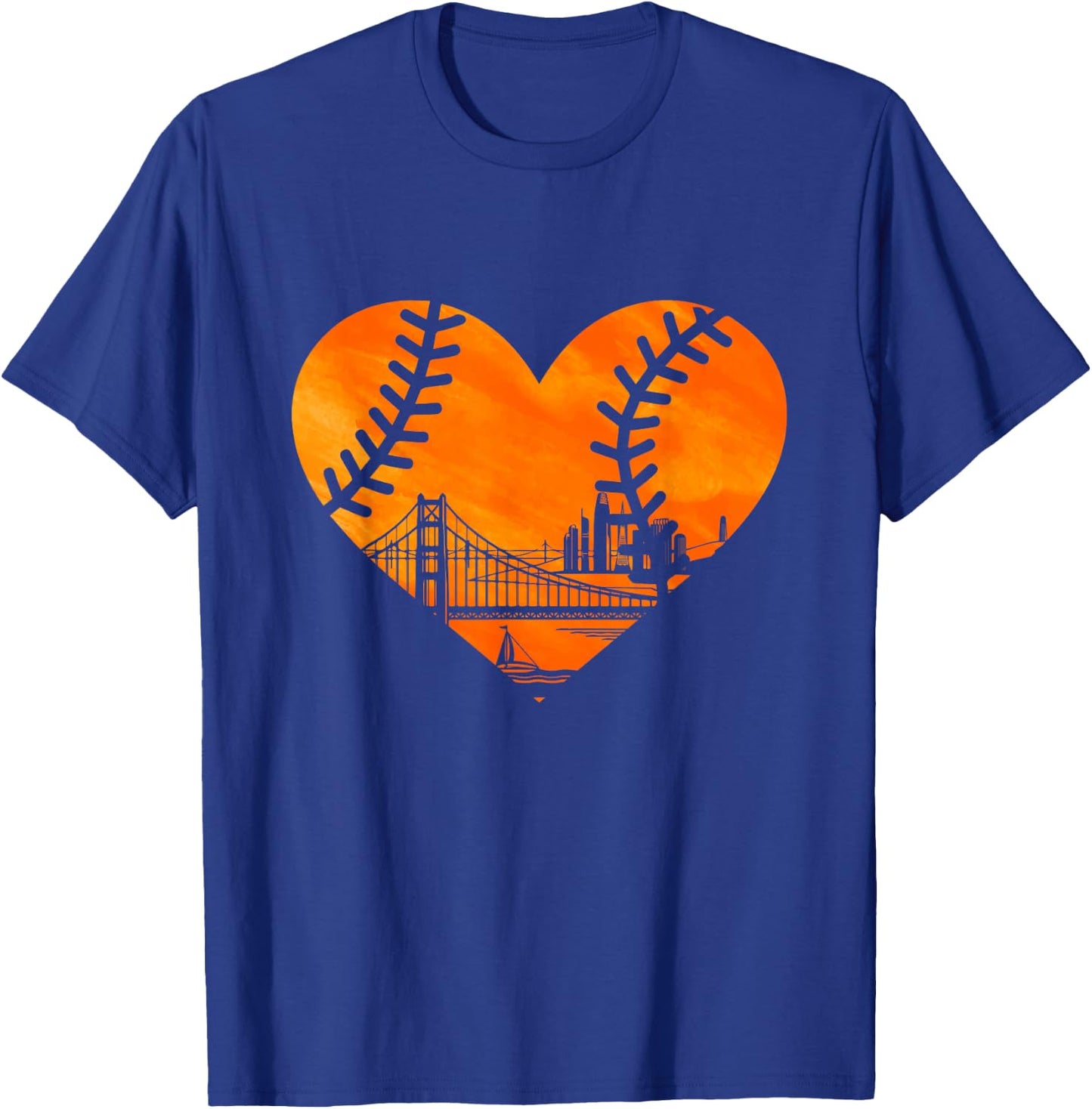 US State San Francisco Baseball Vintage Heart T-Shirt - T-Shirt | Royal