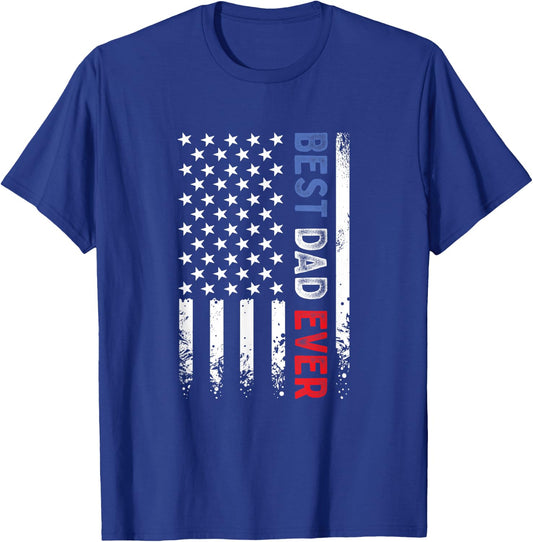 Father's Day Best Dad Ever with US American Flag Men T-Shirt - T-Shirt | Royal