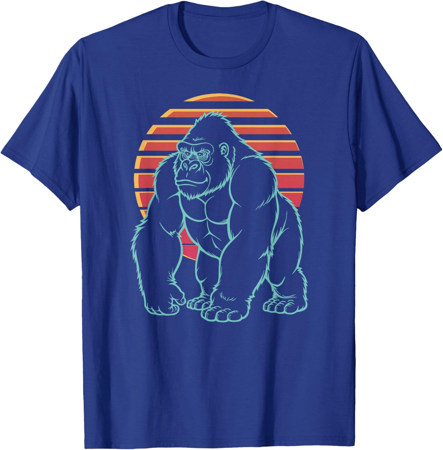 Gorilla Silverback Lover Animal Retro Synthwave 80s T-Shirt - T-Shirt | Royal