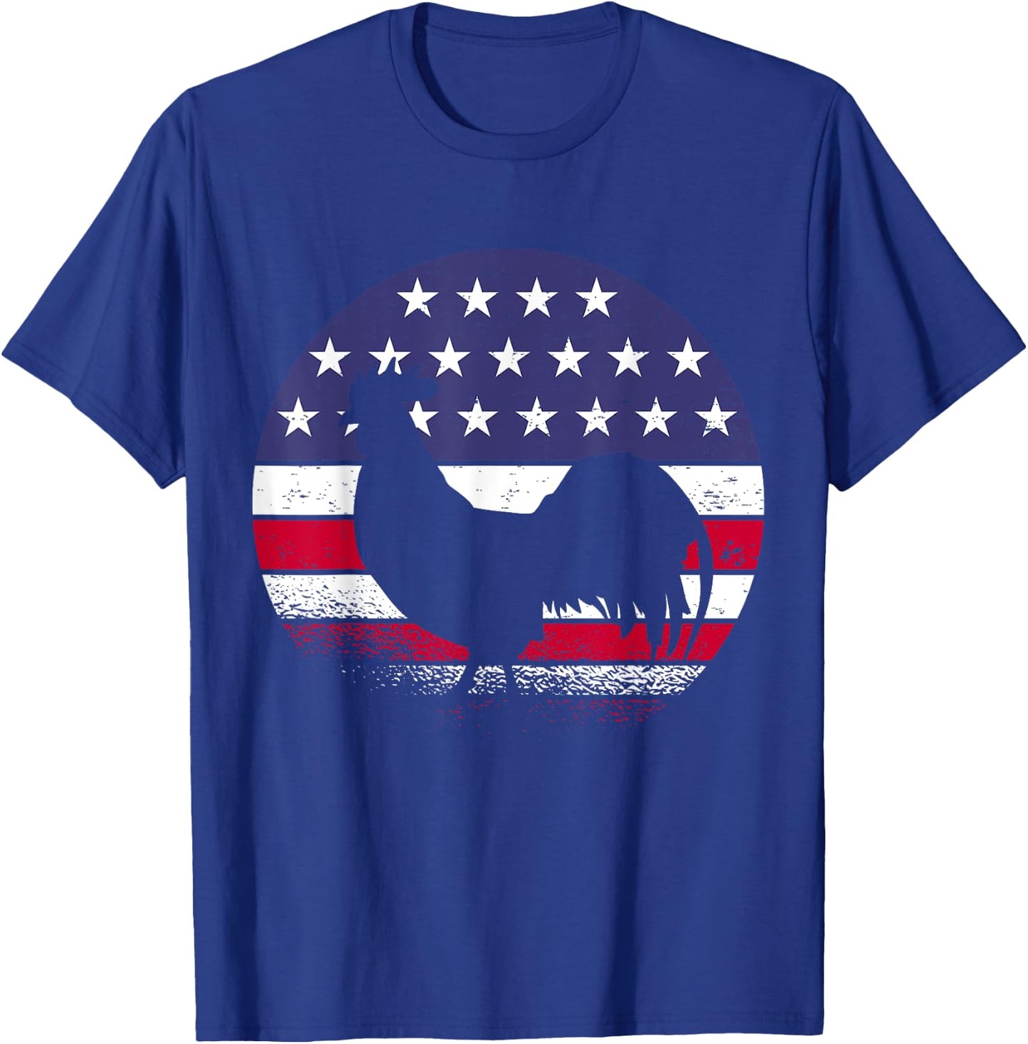 Chickens American Flag USA Rooster Women Men T-Shirt - T-Shirt | Royal