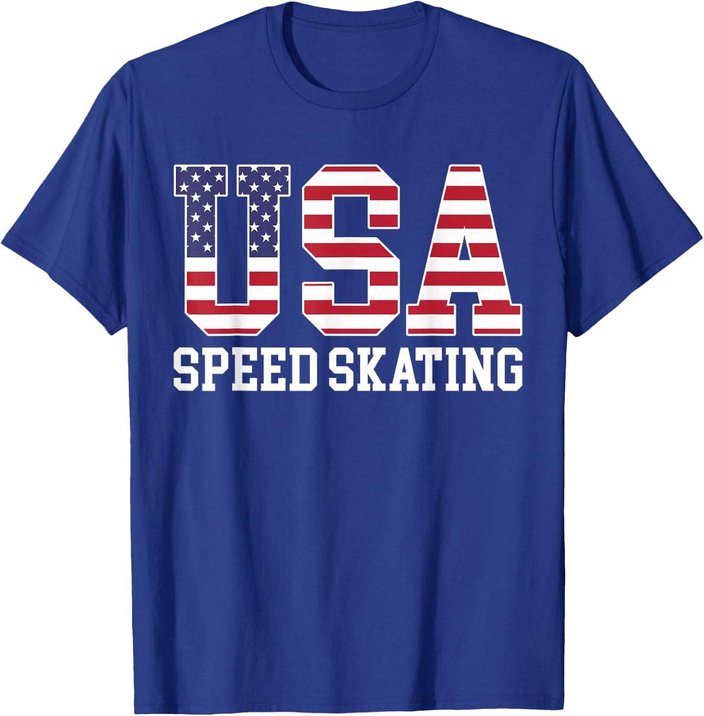 USA Flag Speed Skater - American USA Speed Skating Men T-Shirt - T-Shirt | Royal