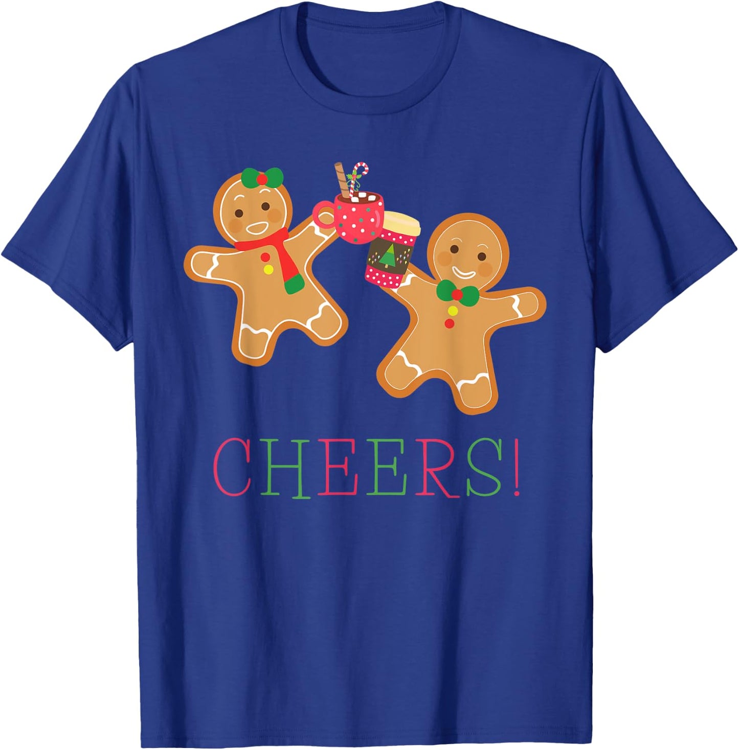 Cheers Gingerbread Man and Woman Hot Chocolate Coffee T-Shirt - T-Shirt | Royal