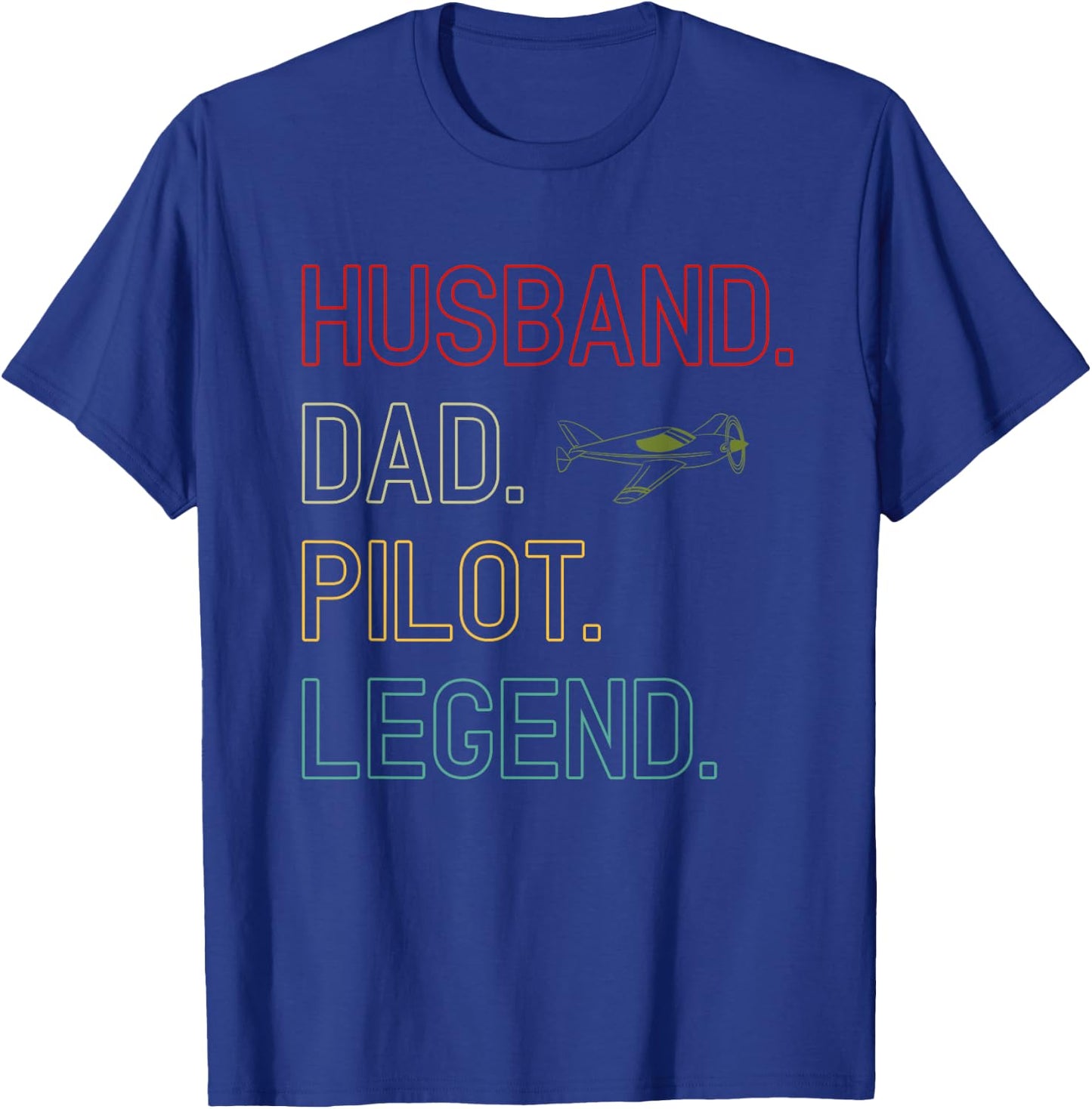 Husband Dad Pilot Legend - Retro Pilot Dad T-Shirt - T-Shirt | Royal